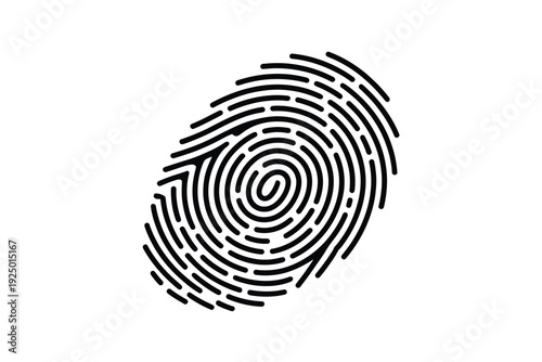 A detailed black and white fingerprint pattern showcasing intricate ridge formations. isolated on white background, Vector, illustration