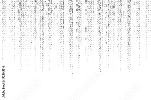 Binary code rain digital matrix background with flowing data streams. Modern computer programming technology concept for software development projects. Vector illustration