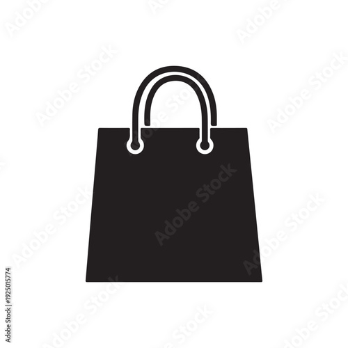 Black shopping bag with handle icon  simple illustration of a carry bag  retail and consumerism symbol