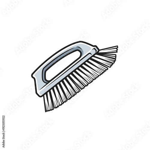Handheld Cleaning Brush with Bristles and Ergonomic Handle, isolated white background.