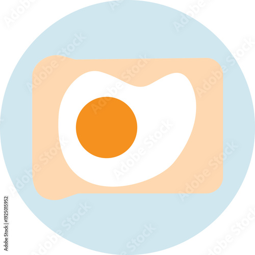 Toast with Fried Egg – Flat Vector Illustration