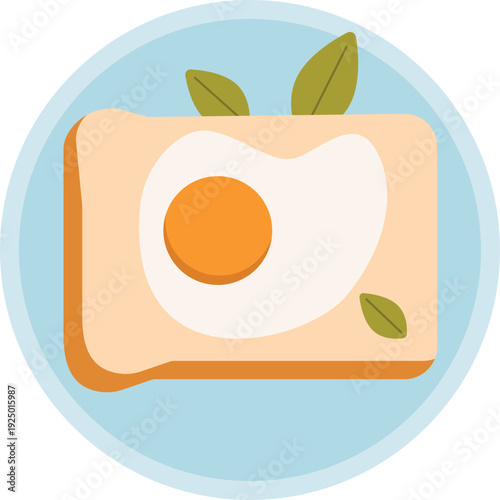 Toast with Fried Egg – Flat Vector Illustration
