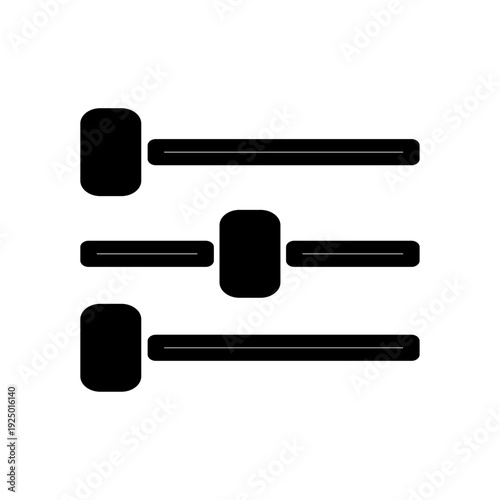 Settings Icon Vector, Control Slider Symbol, Adjust Configuration Linear Element for UI UX Design