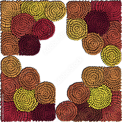 A vibrant illustration of abstract flowers. Natural motifs. Suitable for textile printing.