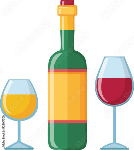 Generate a drinkware icon bundle with wine bottle, glass, and cocktail visuals. 