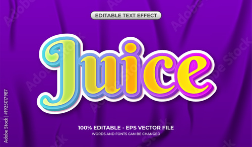 Juice text effect. Editable rainbow text effect