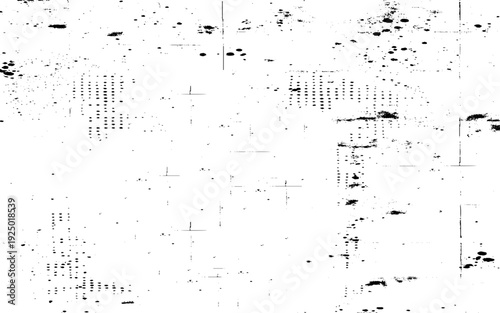 Halftone distressed overlay with rough textures. Abstract dotted pattern with grain effects.