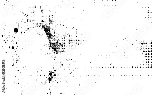 Halftone grit noise texture. Grunge halftone background. Black and white sand noise wallpaper. Retro comic pixelated backdrop. Dirty grain spots, stains, dots textured overlay. Vector