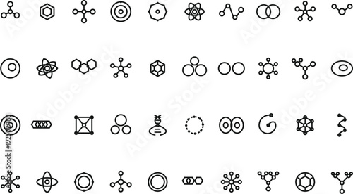 Set of 40 molecule icons in EPS format