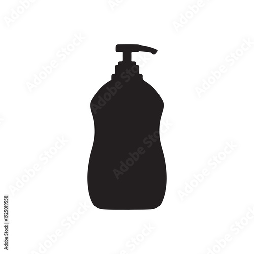 Black silhouette of a pump bottle with a dispenser on a white background