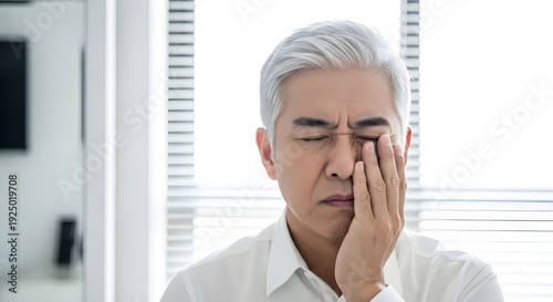 Man experiencing stress or headache in office