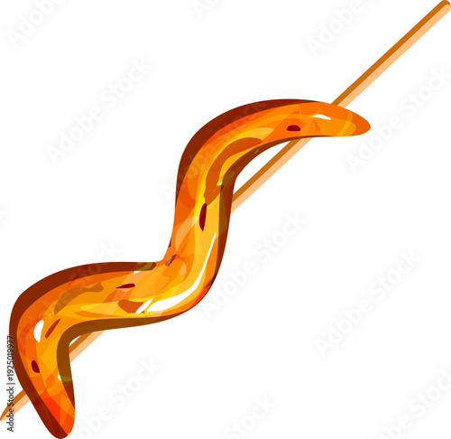 Spicy Grilled Asian Street Food Skewers with Chili Glaze Illustration