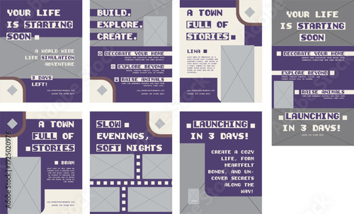 Cozy Life Sim Game Feature Reveal Social Media Carousel