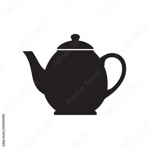 Black silhouette of a traditional teapot with a lid and handle  tea pot icon