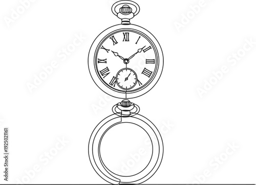 Vintage oval pocket watch with chain and ring attachment