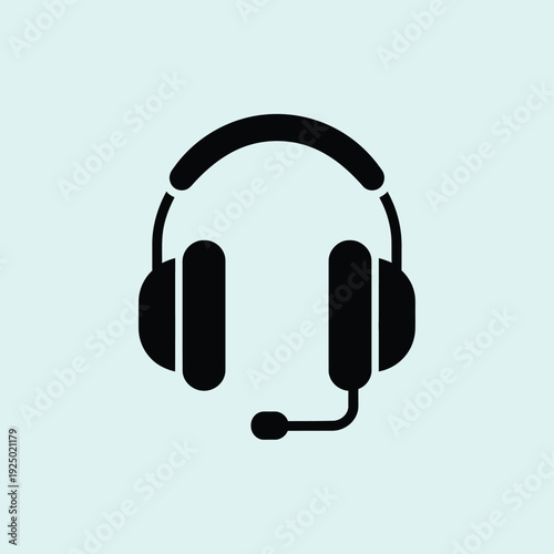 Headphones with attached microphone for clear communication sessions isolated on white background, Vector, illustration