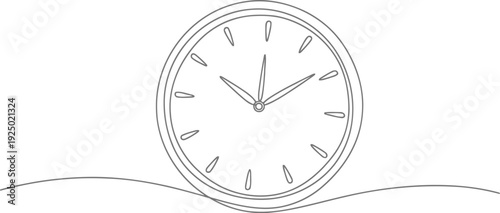 Minimalist line art drawing of a classic roman numeral wall clock