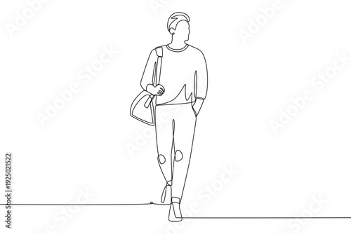 Men wearing urban joggers. Urban joggers concept one-line drawing