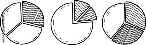 Hand drawn pie charts illustrating data segmentation and analysis