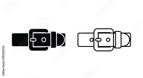 Two black and white illustrations of a belt buckle design