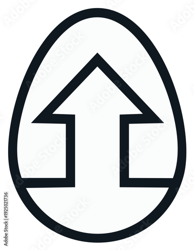 Minimalist egg shape with upward pointing arrow symbol.