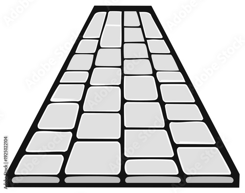 Abstract illustration of a cobblestone pathway with a geometric pattern.