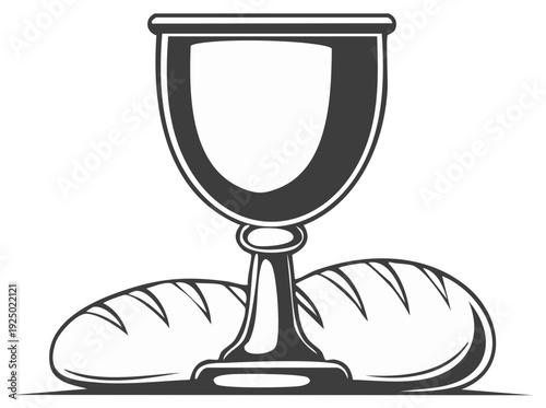 Religious Symbols Chalice and Bread for Communion or Eucharist Celebration