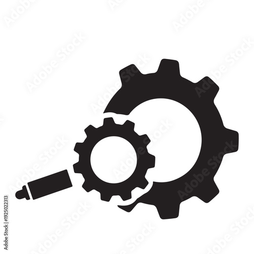 Black silhouette of gear and cogwheel with screwdriver for repair and maintenance  industrial and technical concept