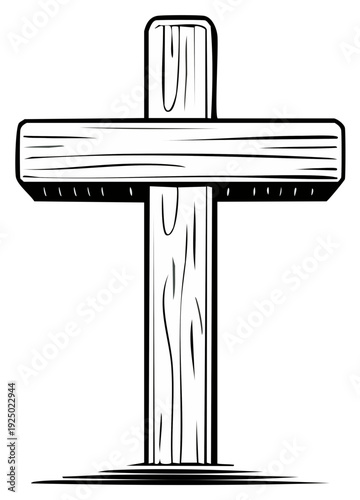 Wooden Christian Cross Symbol Illustration