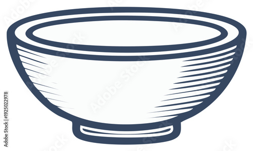 Doodle Drawing Style Empty Bowl for Food Preparation and Serving