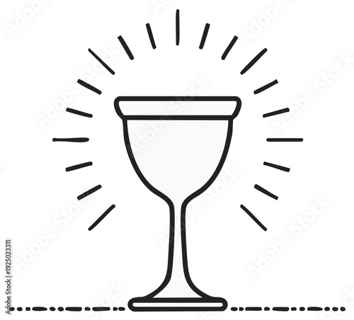 Chalice with radiating lines, holy communion, sacrament, religious symbol, graphic icon