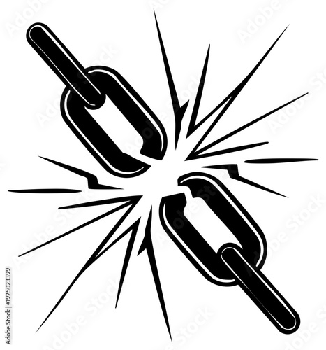 Breaking Chain Icon Illustration Concept, Freedom, Strength