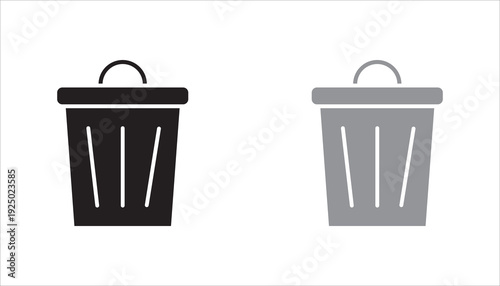 Minimal closed trash can icon in clean outline style. Editable stroke vector illustration suitable for delete function, waste disposal, cleaning services, UI design, mobile apps, and web interfaces. S