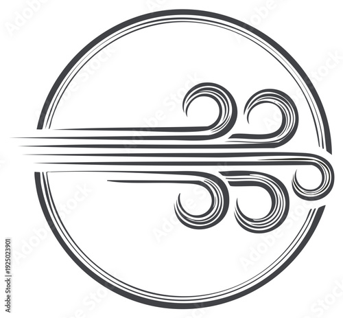 Abstract Circular Icon Representing Strong Wind Movement and Air Currents