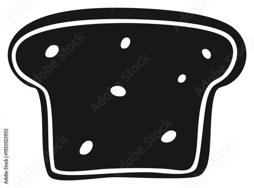 Dark Bread Slice Graphic Silhouette Loaf for Toasts and Sandwich Fillings Black and White Foodstuffs Illustration