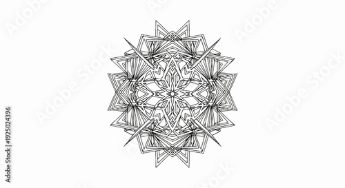 Intricate geometric mandala design with star-like symmetrical patterns