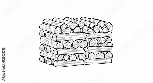 Stacked logs in a neatly organized pile, ready for use or storage