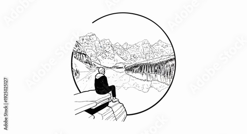 Person gazes at a serene lake surrounded by majestic mountains and lush forest