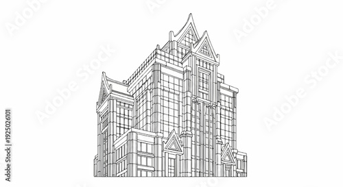 Ornate stone building with stepped rooflines and detailed windows