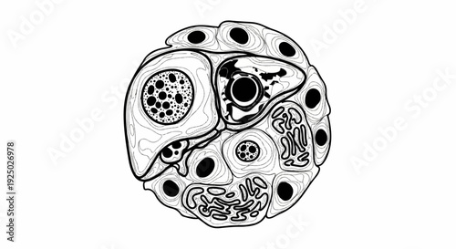 Microscopic view of a cross-section of cellular structures