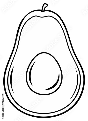 Avocado Half Line Art Single Graphic, Minimalist Black and White Illustration, Food Design