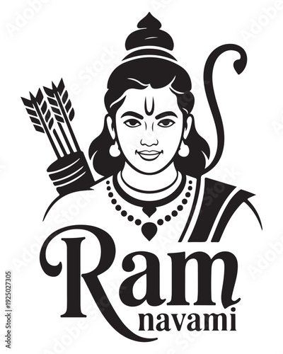 Lord Ram Portrait with Bow and Arrows on Ram Navami