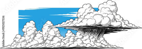 Dramatic storm clouds with heavy rain falling from a shelf cloud