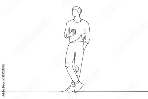 Men wearing urban joggers. Urban joggers concept one-line drawing