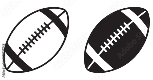American Football Rugby Balls in Black and White