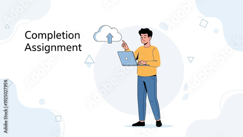 Man Uploading Data to Cloud Storage Completing Assignment