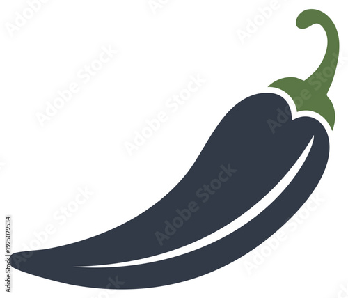 Isolated Vector Graphic of a Jalapeno Pepper with Green Stem and a Single Black Body
