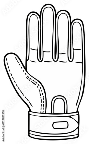 Outline Illustration of a Single Protective Leather Work Glove Open Palm