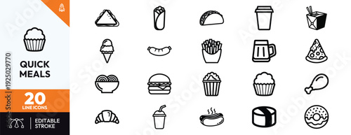 Quick Meal Food Icons Set