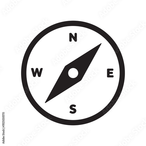 Compass navigation symbol with north south east and west directions for travel and orientation  simple icon
